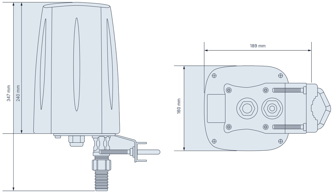 Mechanical Drawing - Teltonika PR1IC970 Outdoor LTE/WI-FI/GPS/BLUETOOTH® Antenna